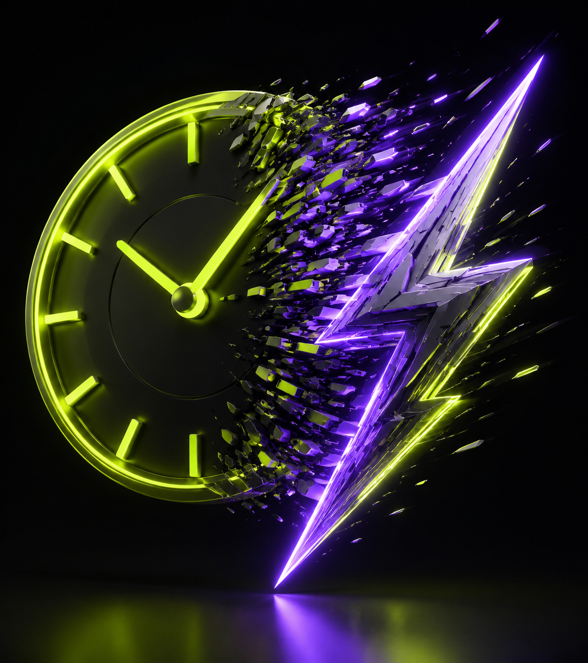 Czas a automatyzacja — neonowy zegar na ciemnym tle